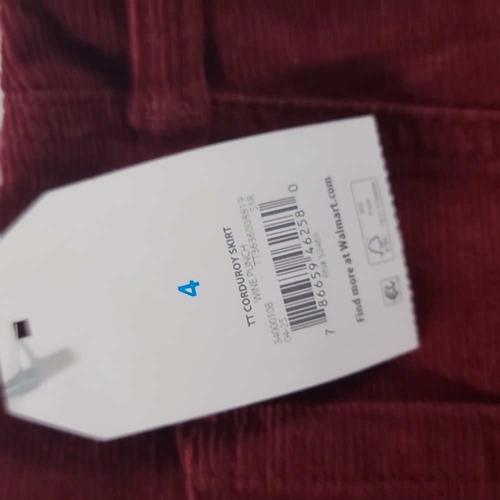 Time and Tru Burgundy Corduroy Skirt - Picture 5 of 5